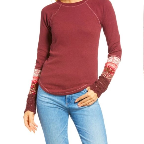 NWT Free People In The Mix Cuff Thermal Top XS NEW - Picture 4 of 10